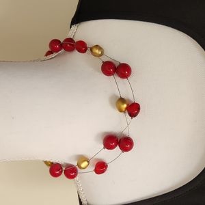 Red/Gold Bead Necklace